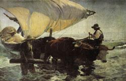 Joaquin Sorolla Y Bastida Return from Fishing Towing the Bark France oil painting art